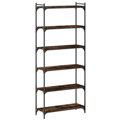 vidaXL Bookcase 6-Tier Smoked Oak 80x30x188 cm Engineered Wood