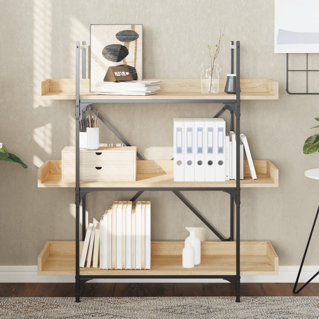 vidaXL Bookcase 3-Tier Sonoma Oak 100x33x108.5 cm Engineered Wood