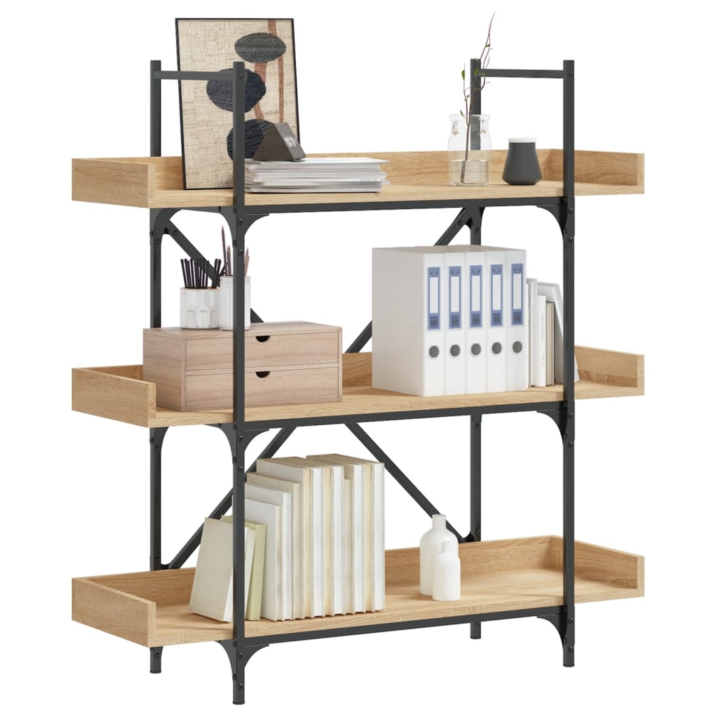 vidaXL Bookcase 3-Tier Sonoma Oak 100x33x108.5 cm Engineered Wood