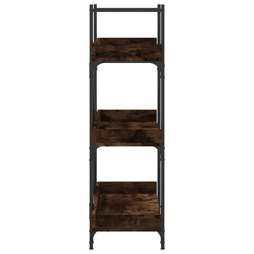 vidaXL Bookcase 3-Tier Smoked Oak 100x33x108.5 cm Engineered Wood