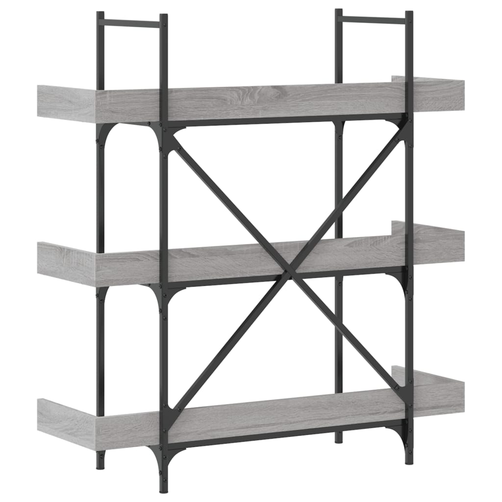 vidaXL Bookcase 3-Tier Grey Sonoma 100x33x108.5 cm Engineered Wood