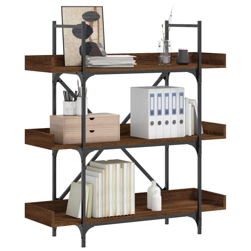vidaXL Bookcase 3-Tier Brown Oak 100x33x108.5 cm Engineered Wood