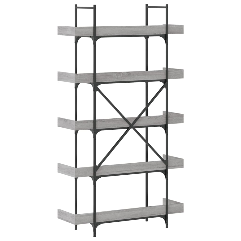 vidaXL Bookcase 5-Tier Grey Sonoma 100x33x180.5 cm Engineered Wood