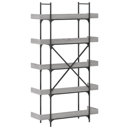 vidaXL Bookcase 5-Tier Grey Sonoma 100x33x180.5 cm Engineered Wood