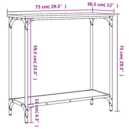 vidaXL Console Table | Sonoma Oak | Engineered Wood and Metal | Medium
