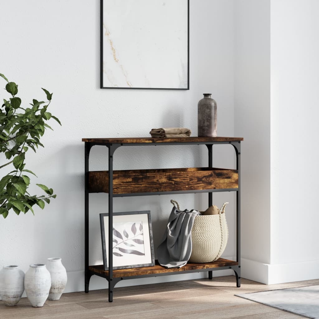 vidaXL Console Table with Shelf Smoked Oak 75x29x75cm Engineered Wood