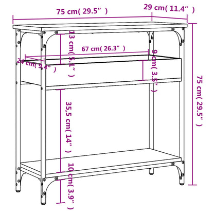 vidaXL Console Table with Shelf Smoked Oak 75x29x75cm Engineered Wood