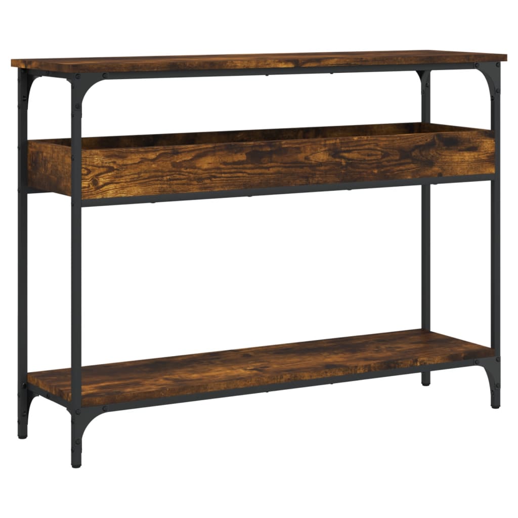 vidaXL Console Table with Shelf Smoked Oak 100x29x75cm Engineered Wood