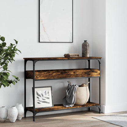 vidaXL Console Table with Shelf Smoked Oak 100x29x75cm Engineered Wood