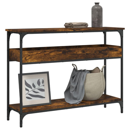 vidaXL Console Table with Shelf Smoked Oak 100x29x75cm Engineered Wood