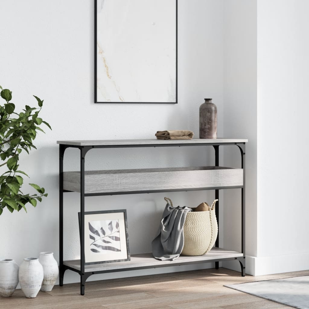 vidaXL Console Table with Shelf Grey Sonoma 100x29x75 cm