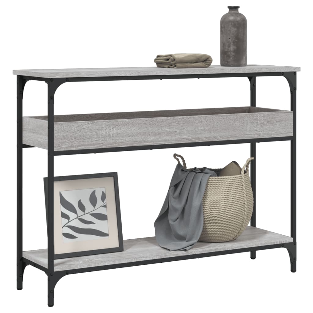 vidaXL Console Table with Shelf Grey Sonoma 100x29x75 cm
