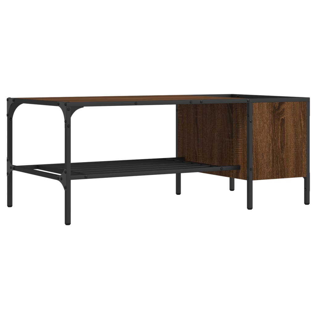 vidaXL Coffee Table with Rack Brown Oak 100x51x40 cm Engineered Wood