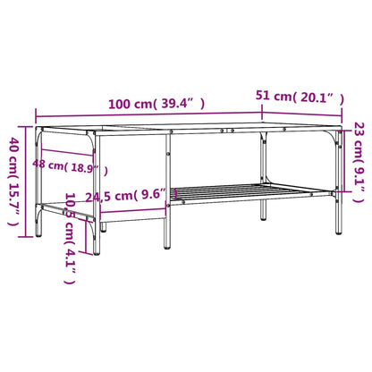 vidaXL Coffee Table with Rack Brown Oak 100x51x40 cm Engineered Wood