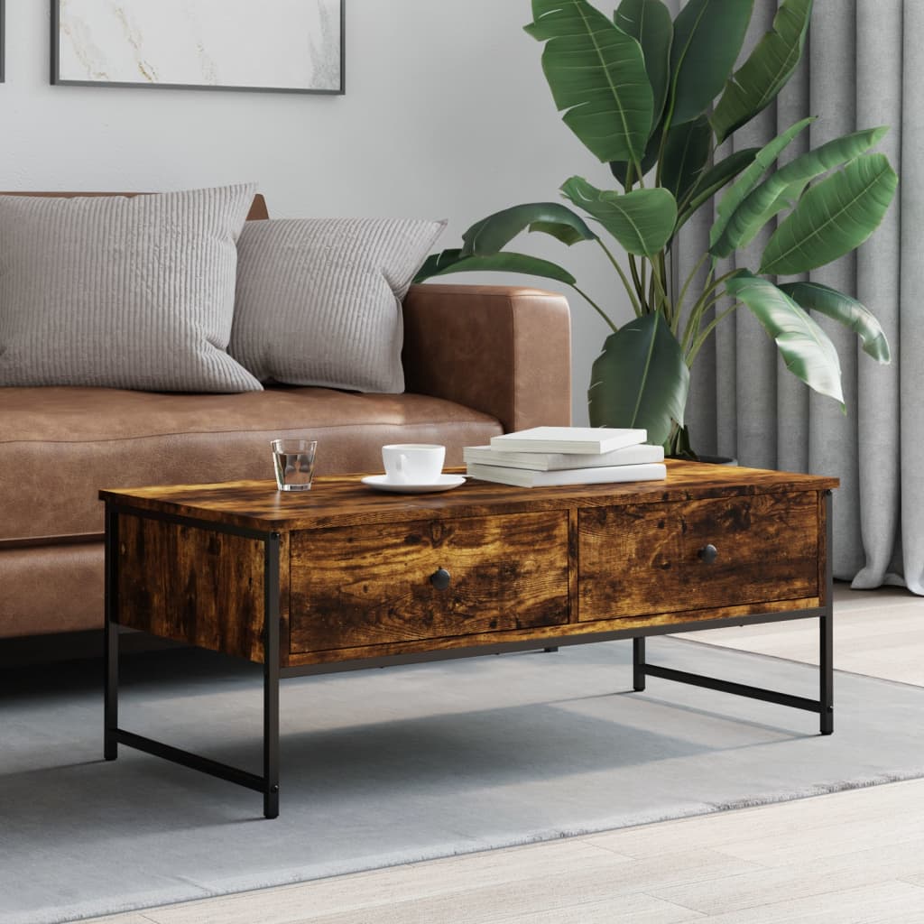 vidaXL Coffee Table Smoked Oak 101x49x39,5 cm Engineered Wood