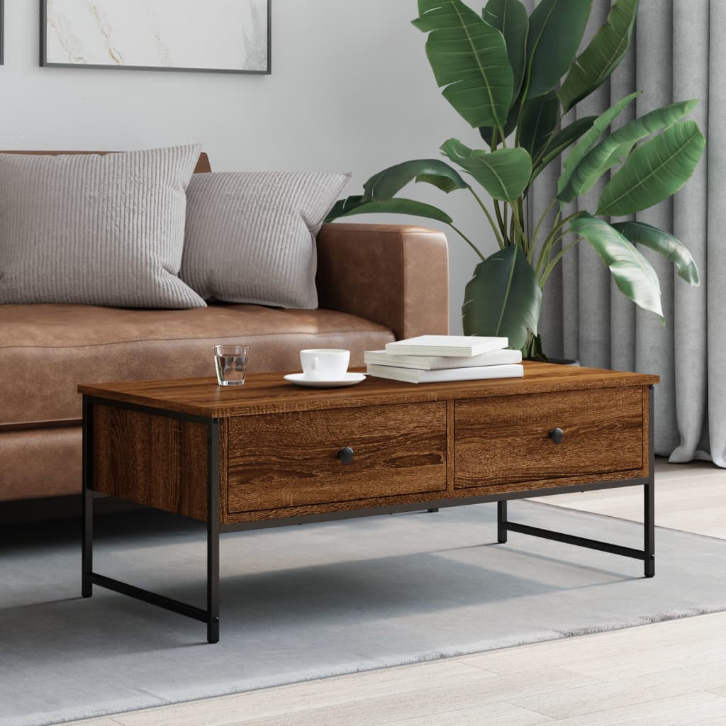 vidaXL Coffee Table Brown Oak 101x49x39,5 cm Engineered Wood
