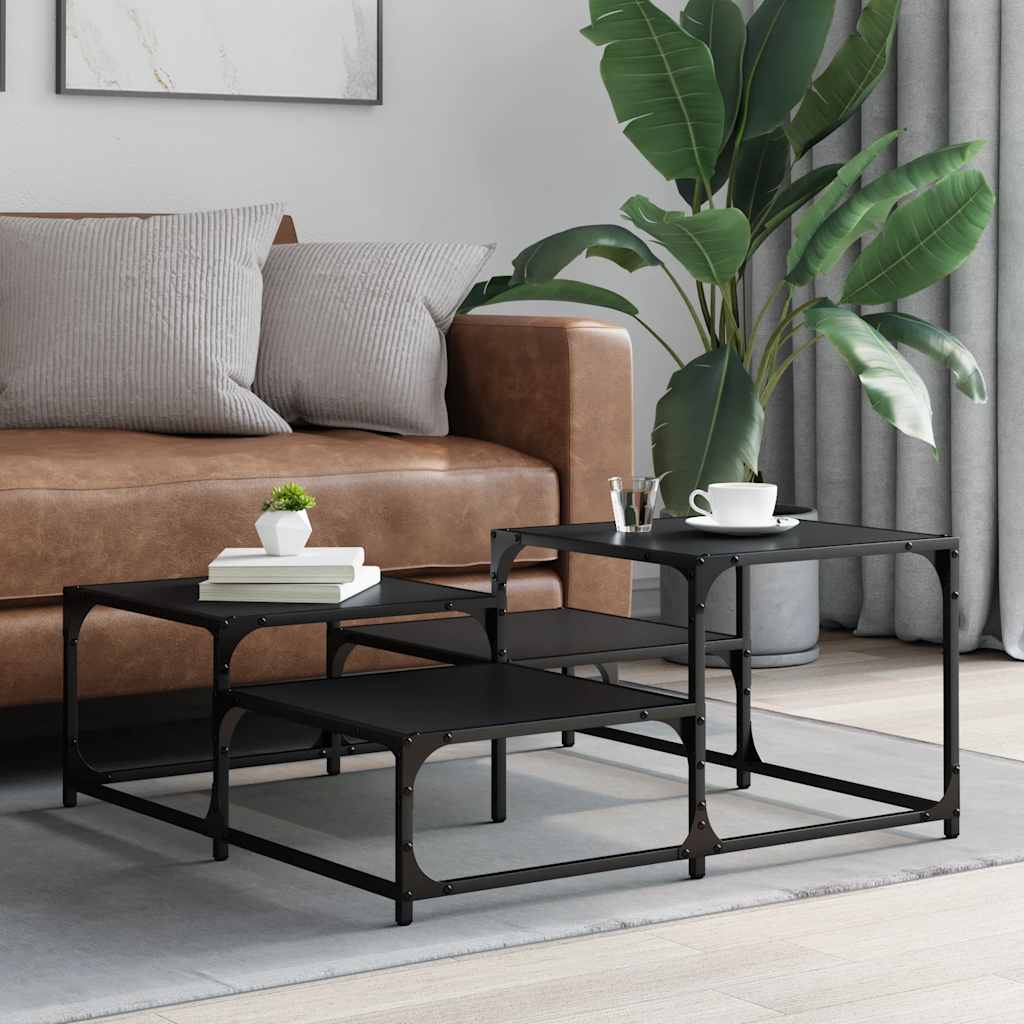 vidaXL Coffee Table Black 87,5x87,5x40 cm Engineered Wood