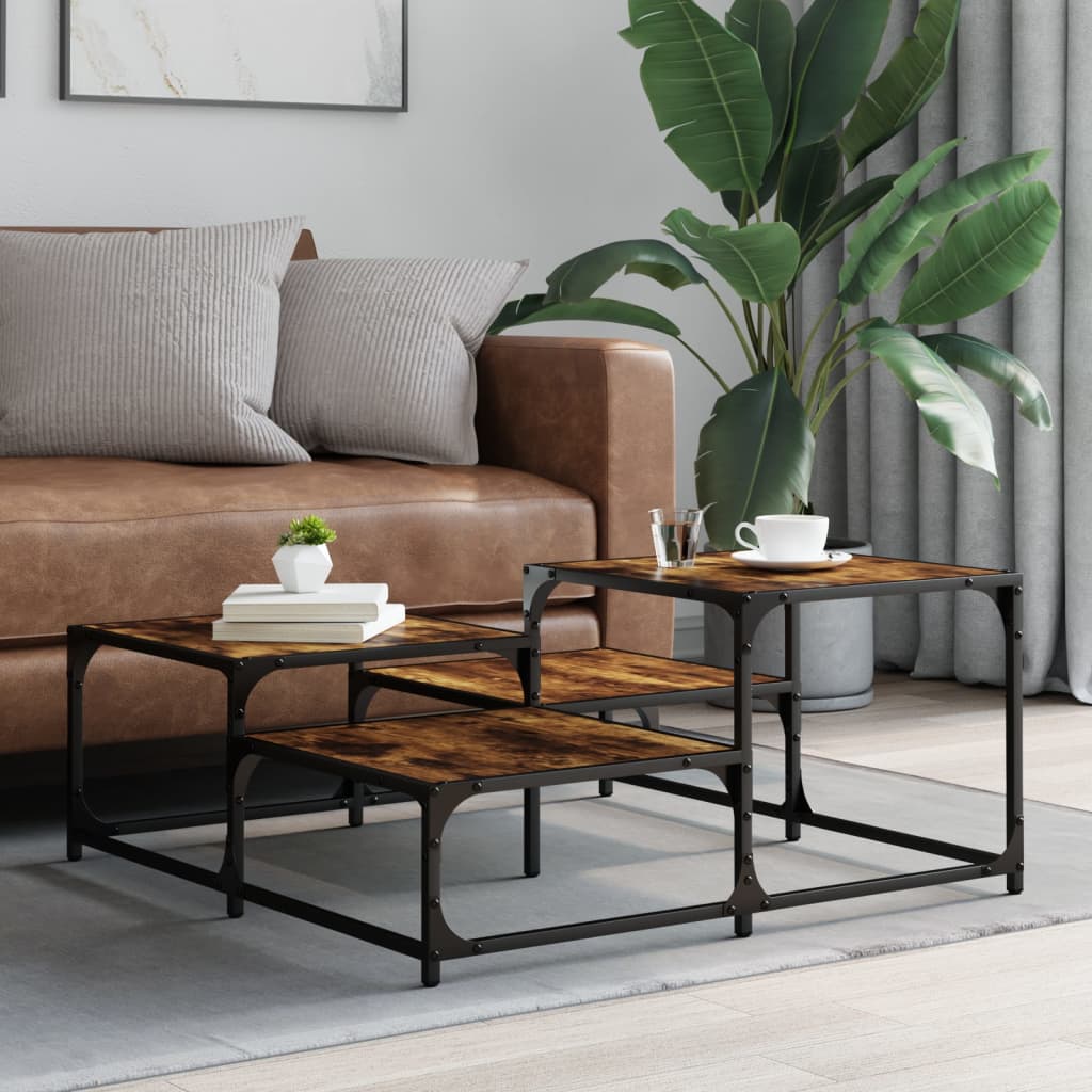 vidaXL Coffee Table Smoked Oak 87,5x87,5x40 cm Engineered Wood