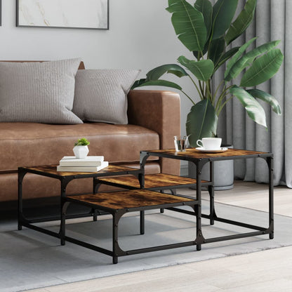 vidaXL Coffee Table Smoked Oak 87,5x87,5x40 cm Engineered Wood