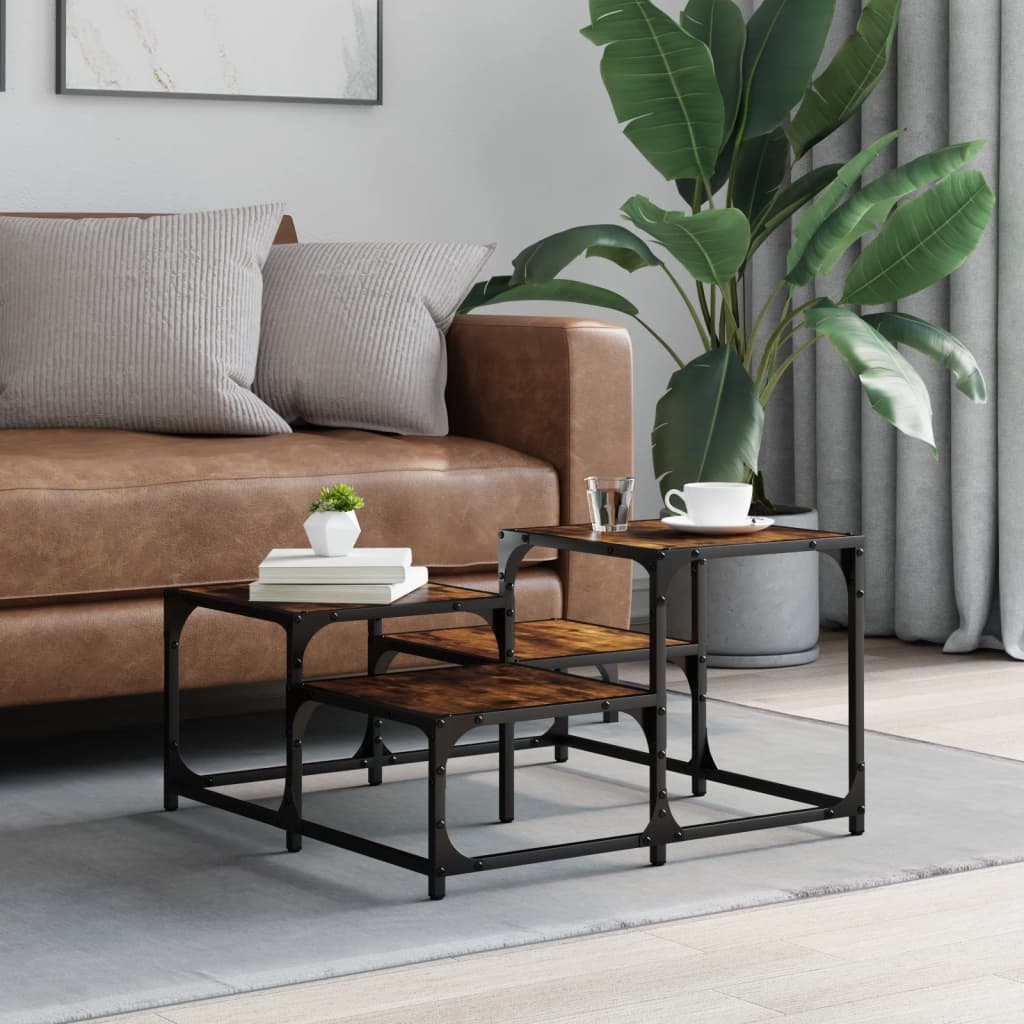 vidaXL Coffee Table Smoked Oak 68x68x40 cm Engineered Wood