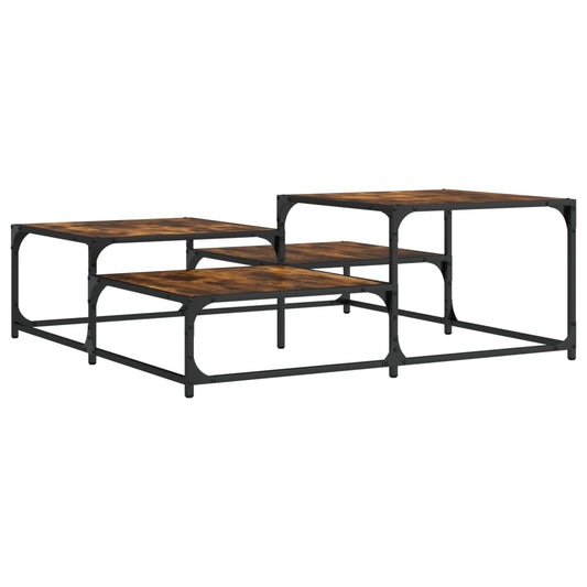 vidaXL Coffee Table Smoked Oak 107x107x40 cm Engineered Wood