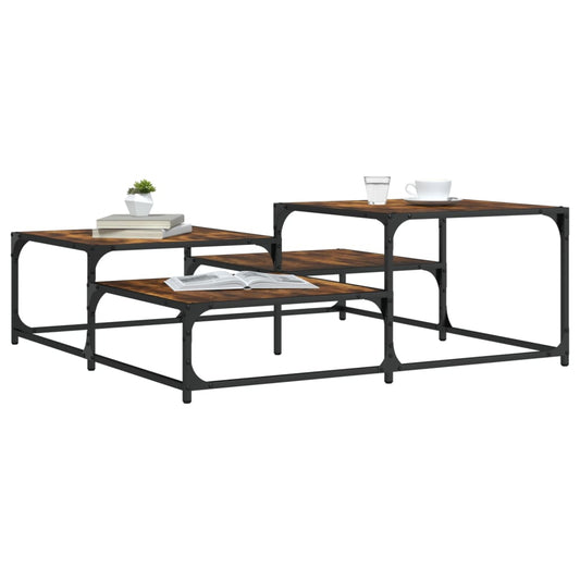 vidaXL Coffee Table Smoked Oak 107x107x40 cm Engineered Wood