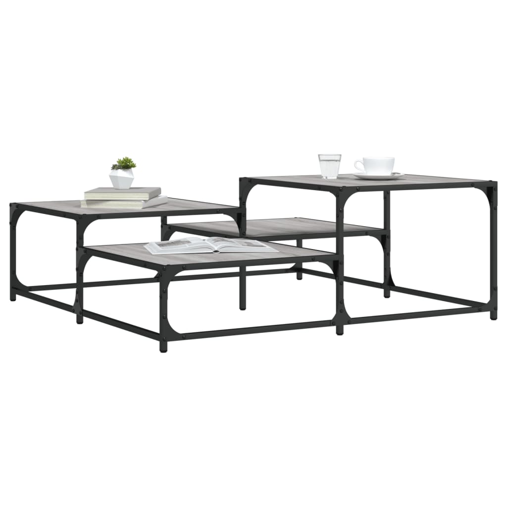 vidaXL Coffee Table Grey Sonoma 107x107x40 cm Engineered Wood