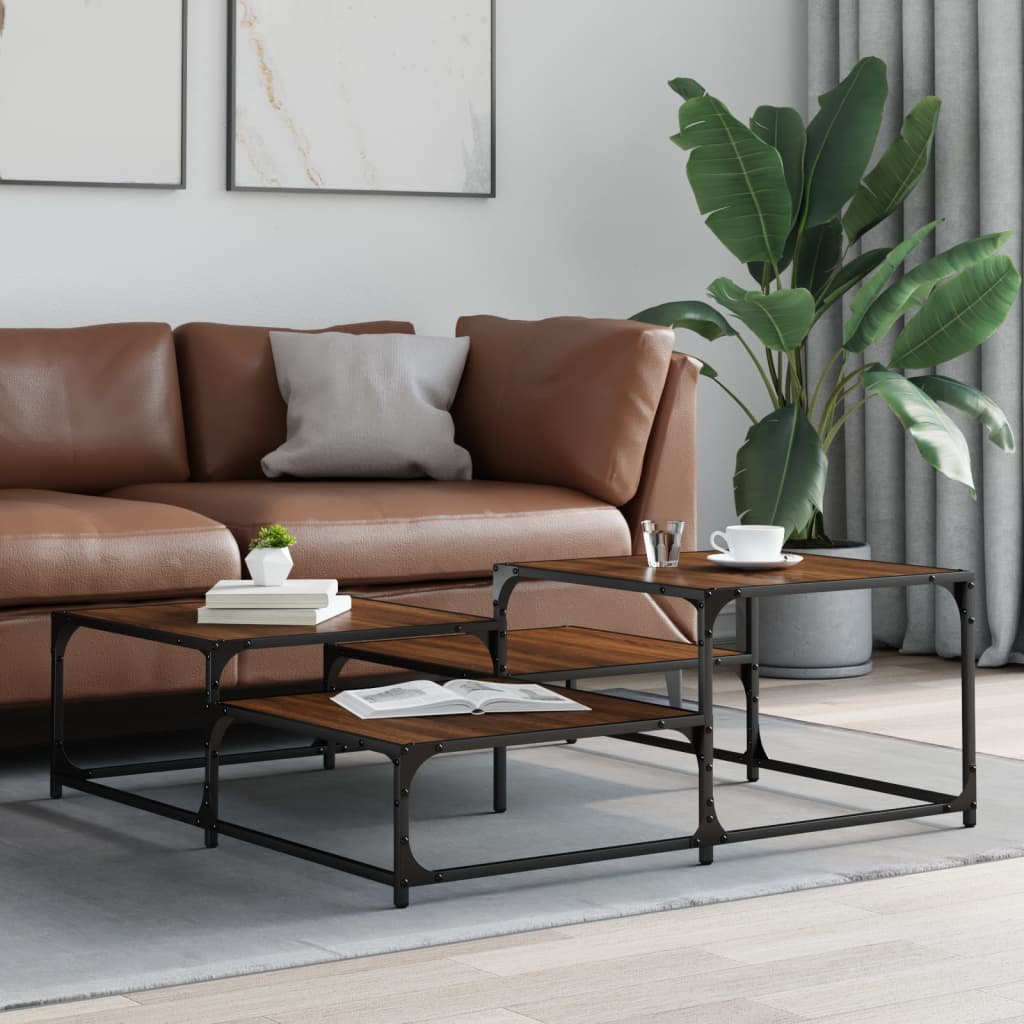 vidaXL Coffee Table Brown Oak 107x107x40 cm Engineered Wood