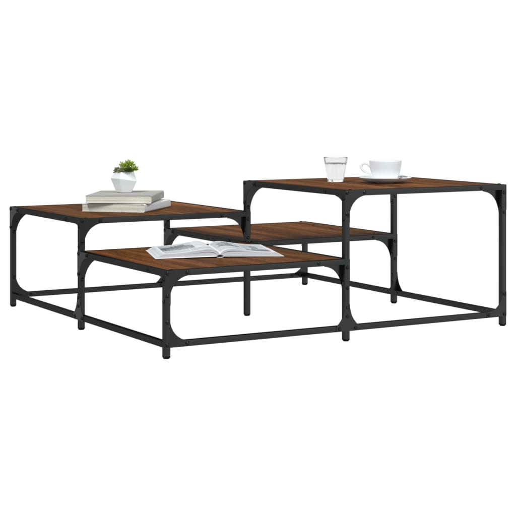 vidaXL Coffee Table Brown Oak 107x107x40 cm Engineered Wood
