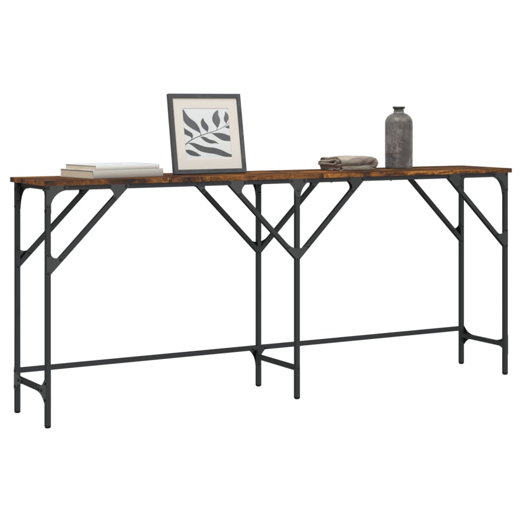 vidaXL Console Table Smoked Oak 180x29x75 cm Engineered Wood