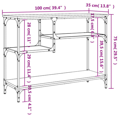 vidaXL Console Table with Shelves Brown Oak 100x35x75 cm