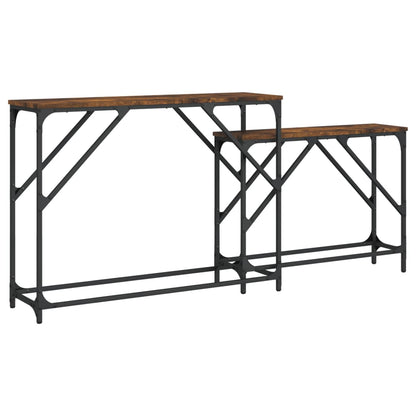 vidaXL Nesting Console Table | Smoked oak | Engineered wood, Metal | Large