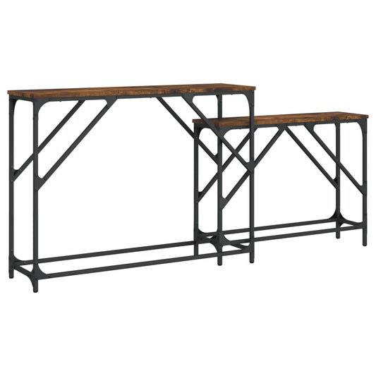 vidaXL Nesting Console Table | Smoked oak | Engineered wood, Metal | Large