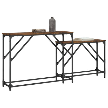 vidaXL Nesting Console Table | Smoked oak | Engineered wood, Metal | Large