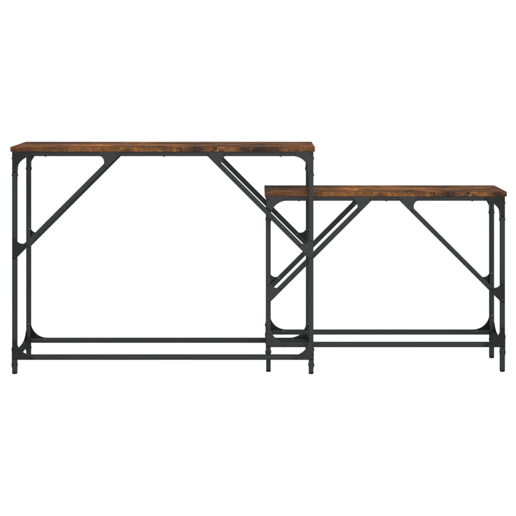 vidaXL Nesting Console Table | Smoked oak | Engineered wood, Metal | Large