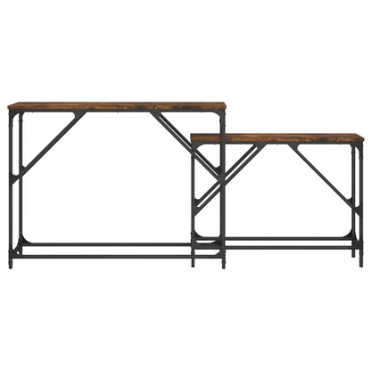 vidaXL Nesting Console Table | Smoked oak | Engineered wood, Metal | Large