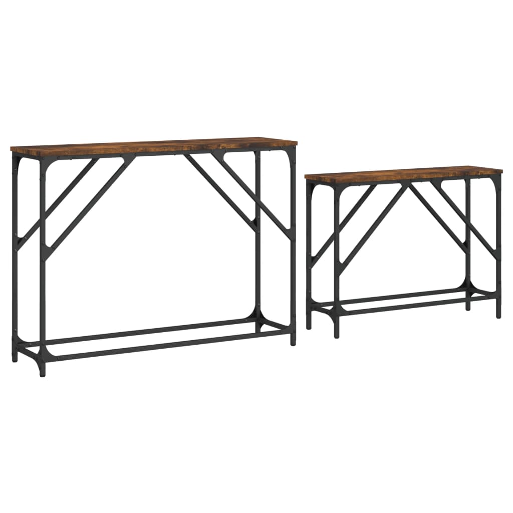 vidaXL Nesting Console Table | Smoked oak | Engineered wood, Metal | Large