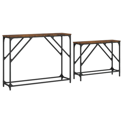 vidaXL Nesting Console Table | Smoked oak | Engineered wood, Metal | Large