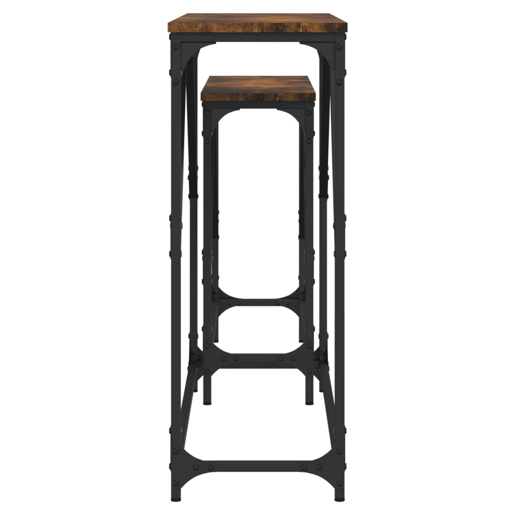 vidaXL Nesting Console Table | Smoked oak | Engineered wood, Metal | Large