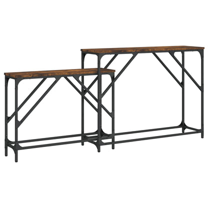 vidaXL Nesting Console Table | Smoked oak | Engineered wood, Metal | Large