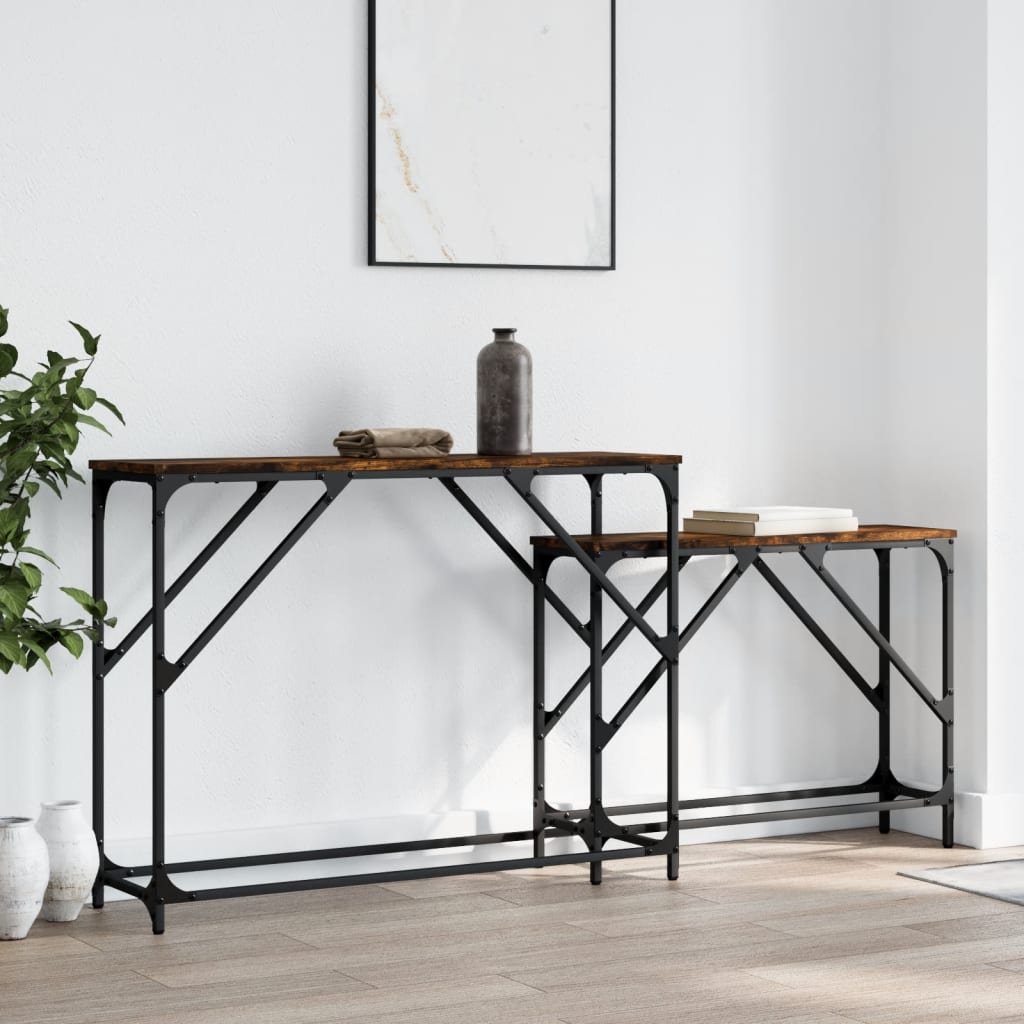 vidaXL Nesting Console Table | Smoked oak | Engineered wood, Metal | Large