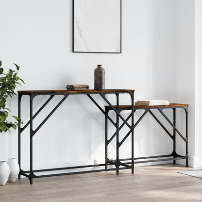 vidaXL Nesting Console Table | Smoked oak | Engineered wood, Metal | Large