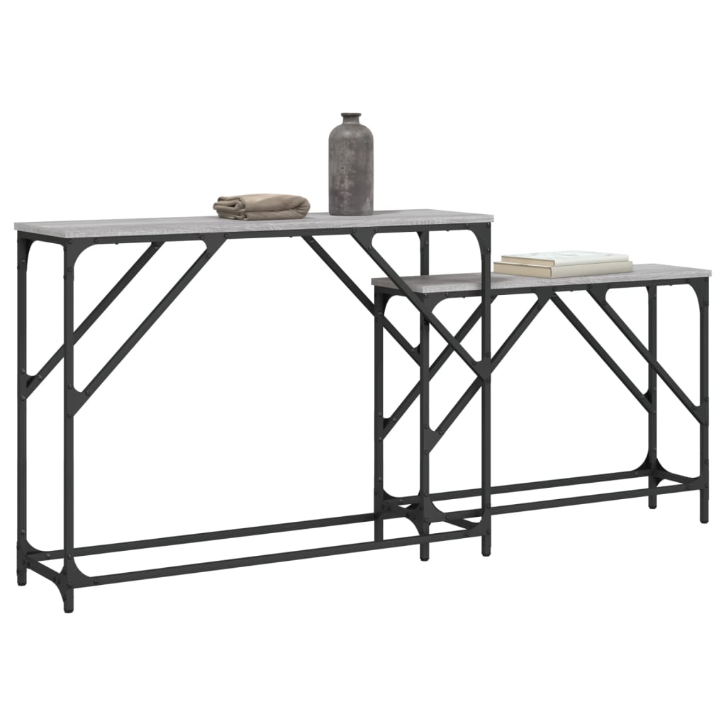 vidaXL Nesting Console Tables 2 pcs Grey Sonoma Engineered Wood