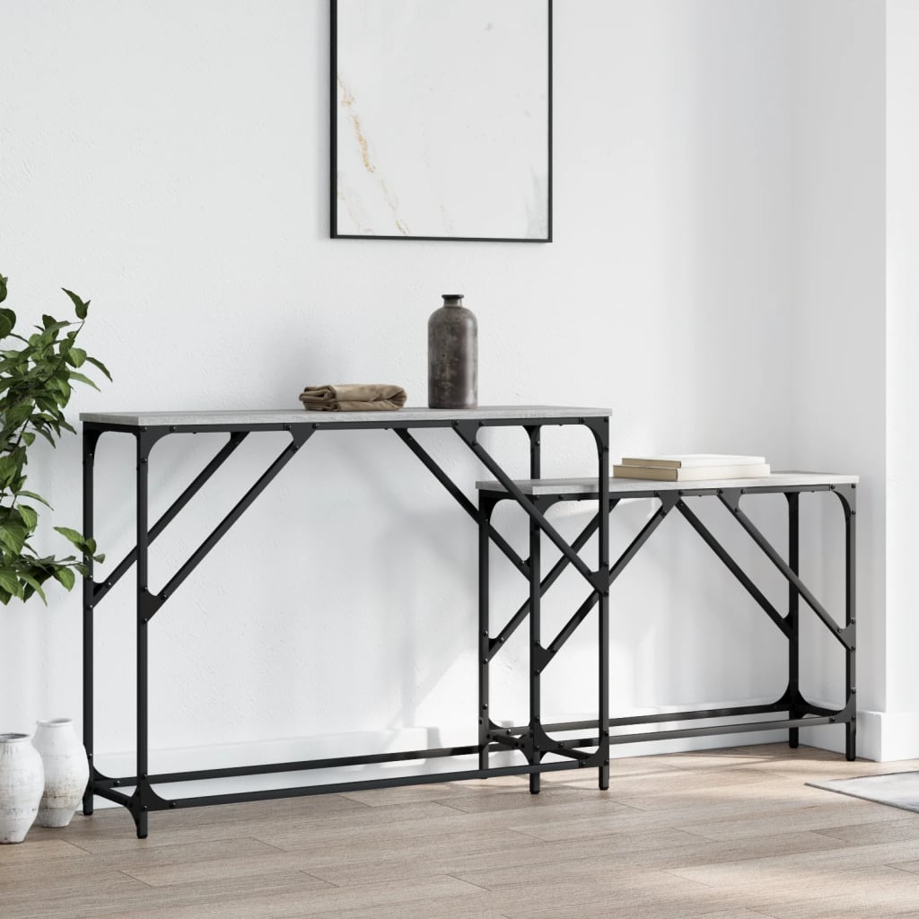 vidaXL Nesting Console Tables 2 pcs Grey Sonoma Engineered Wood