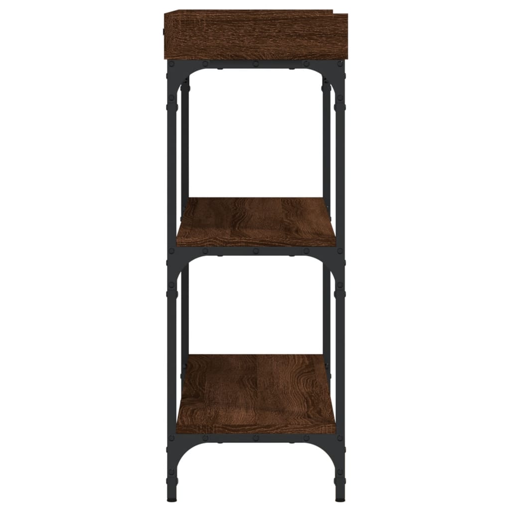 vidaXL Console Table with Shelves Brown Oak 100x30x80 cm