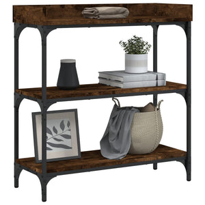 vidaXL Console Table with Shelves Smoked Oak 75x30x80 cm