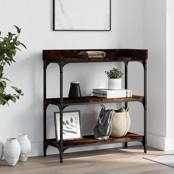 vidaXL Console Table with Shelves Smoked Oak 75x30x80 cm