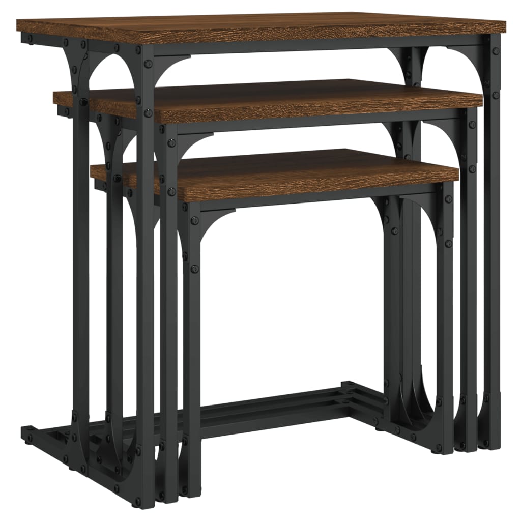 vidaXL Nesting Coffee Tables 3 pcs Brown Oak Engineered Wood