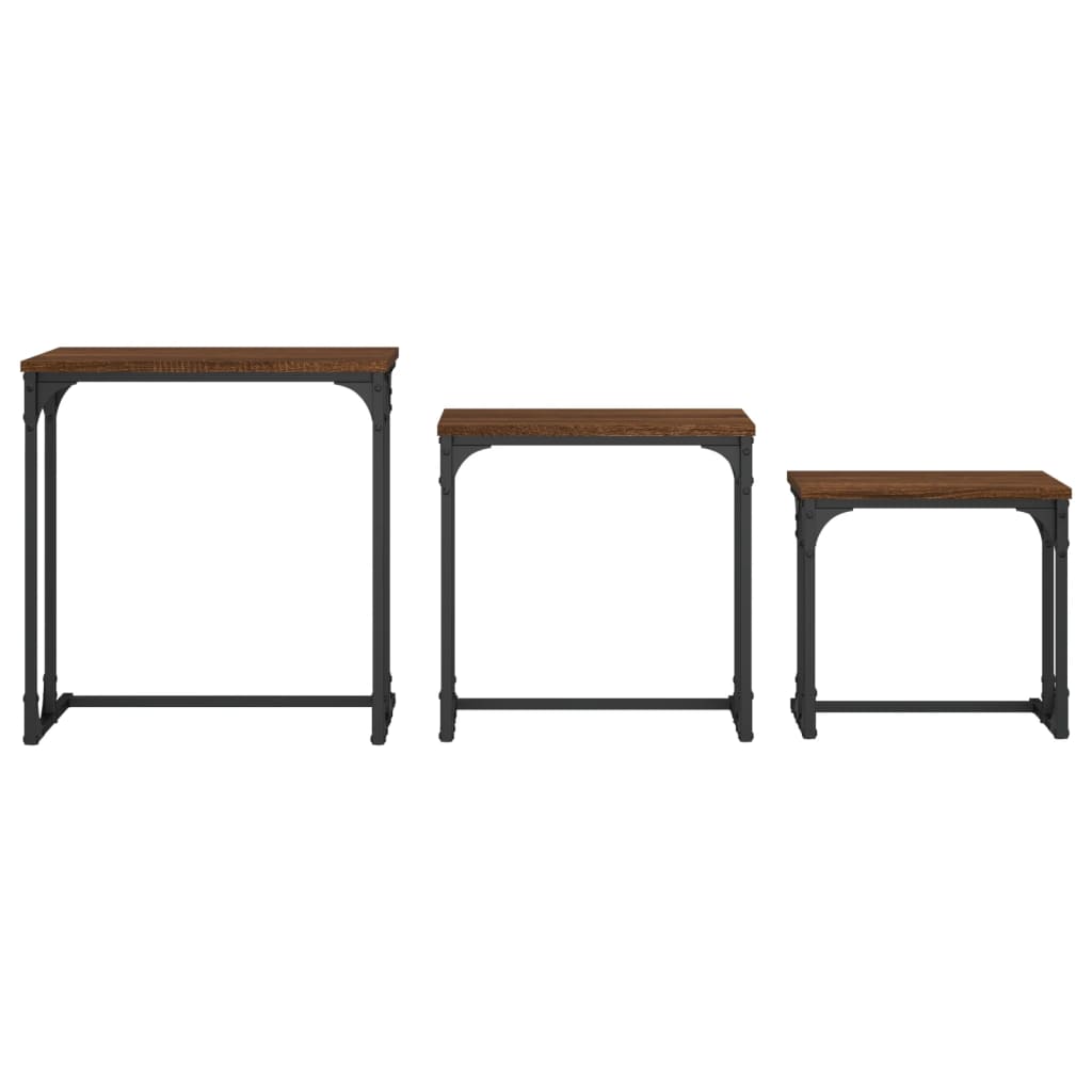 vidaXL Nesting Coffee Tables 3 pcs Brown Oak Engineered Wood