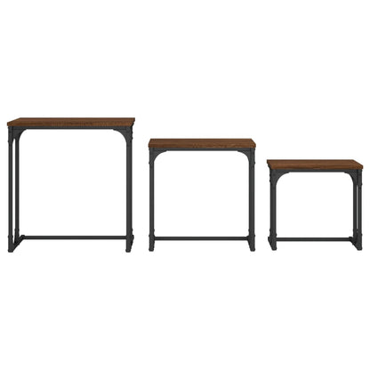 vidaXL Nesting Coffee Tables 3 pcs Brown Oak Engineered Wood